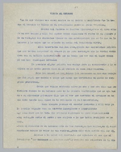 "Visita al hermano," Typescript by Ramón