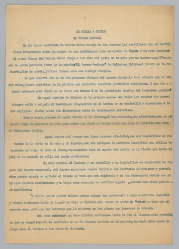 "El torero Lechuga," Typescript by Ramón