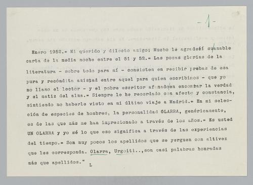 Correspondence to Luís de Olarra, Transcripts
