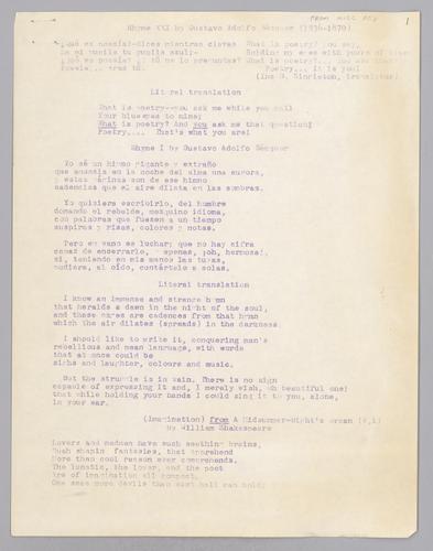 "Poets on Poetry," Mimeograph by Unknown Author
