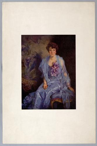 Mary Roberts Rinehart portrait in periwinkle gown - color prints of painting by Howard Chandler Christy