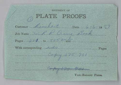 The Mary Roberts Rinehart Crime Book - plate proofs - pages 201-505