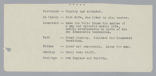 Washington novel - notes
