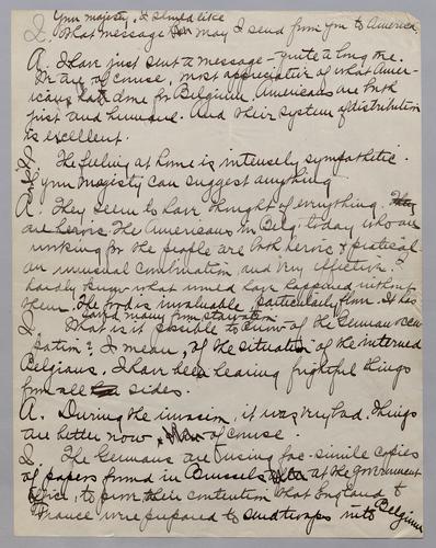 World War I notes - meeting with Albert I, King of the Belgians
