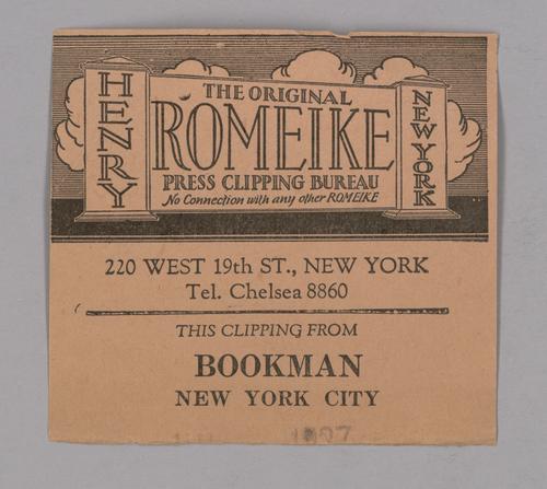 Clippings of articles about Mary Roberts Rinehart