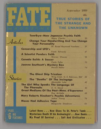 Young, JoAnn - "Mary Roberts Rinehart's Psychic Adventures" in Fate vol. 12 no. 9 iss. 114