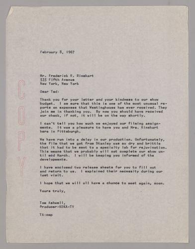 Material related to planned television program about Mary Roberts Rinehart