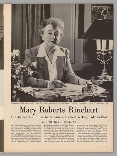 Hellman, Geoffrey T. - "Mary Roberts Rinehart" in Life vol. 20 no. 8