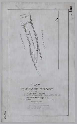 Plan of surface tract at Vulcan Mine owned by Pennsylvania Mining Co.