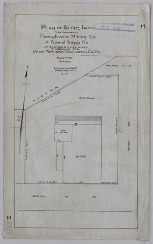 Plan of store lot to be conveyed by Pennsylvania Mining Co. to Federal Supply Co. at Banner & Cliff Mines