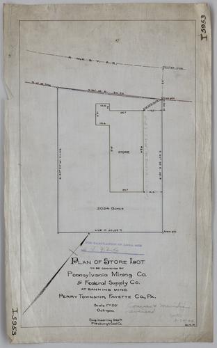 Plan of store lot to be conveyed by Pennsylvania Mining Co. to Federal Supply Co. at Banning Mine