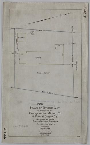 Plan of store lot to be conveyed by Pennsylvania Mining Co. to Federal Supply Co. at Morgan Mine