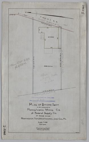 Plan of store lot to be conveyed by Pennsylvania Mining Co. to Federal Supply Co. at Darr Mine