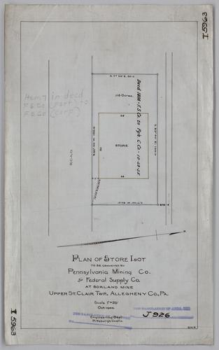 Plan of store lot to be conveyed by Pennsylvania Mining Co. to Federal Supply Co. at Borland Mine
