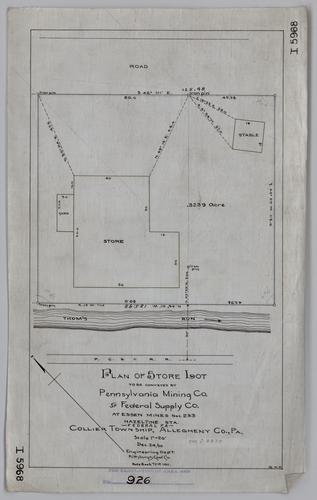 Plan of store lot to be conveyed by Pennsylvania Mining Co. to Federal Supply Co. at Essen No. 2 & Essen No. 3 Mines