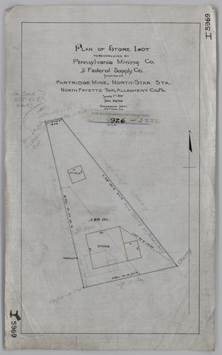 Plan of store lot to be conveyed by Pennsylvania Mining Co. to Federal Supply Co. at Partridge Mine