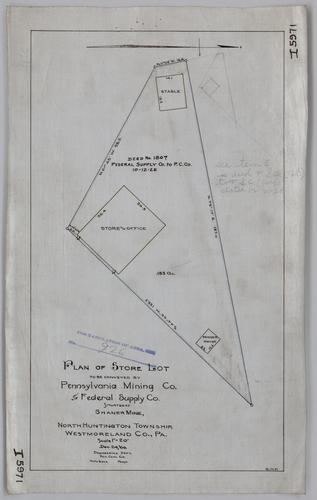 Plan of store lot to be conveyed by Pennsylvania Mining Co. to Federal Supply Co. at Shaner Mine