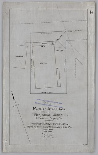 Plan of store lot to be conveyed by Benjamin Jones to Federal Supply Co. at Anderson Mine