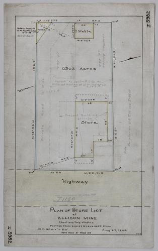 Plan of store lot at Allison Mine
