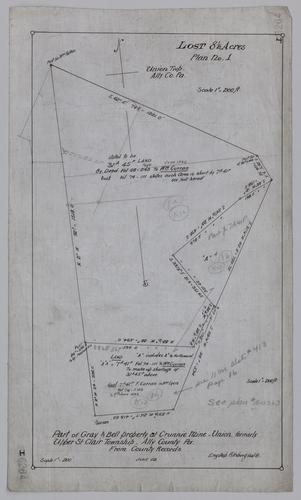 Plan showing part of Gray and Bell property at Crunnie Mine