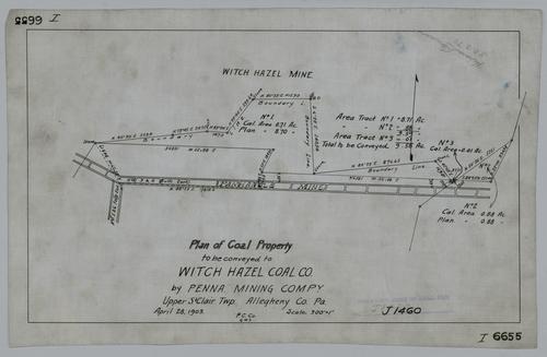 Plan of coal property to be conveyed to Witch Hazel Coal Co. by Pennsylvania Mining Co.