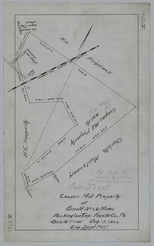 Plan showing Cooper Mill property at Arnold No. 1 and Arnold No. 2 Mines