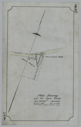 Plan showing lot for mule stable at Nixon Mine