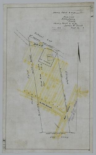 Plan showing Henry Falck and wife tract at Moon Run Mine