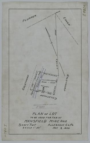 Plan of lot to be used for fan at Mansfield No. 2 Mine