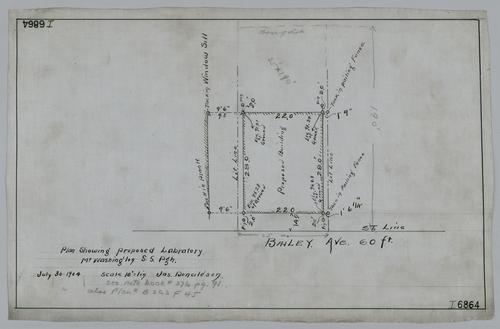 Plan showing proposed laboratory at Mount Washington, South Side, Pittsburgh