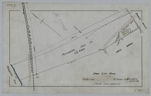 Plan showing properties at Iron City Mine