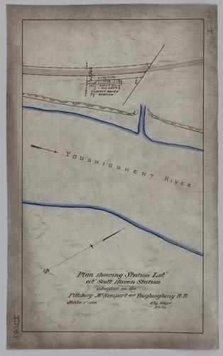 Plan showing station lot at Scott Haven Station situated on the Pittsburgh, McKeesport & Youghiogheny Railroad