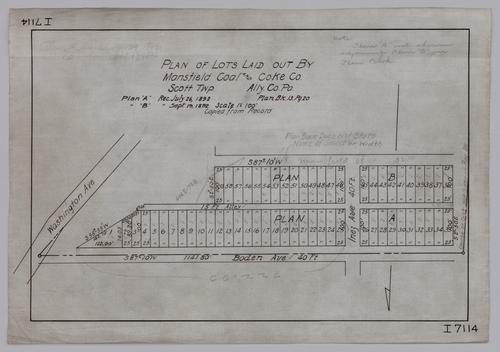 Plan of lots laid out by Mansfield Coal & Coke Co.