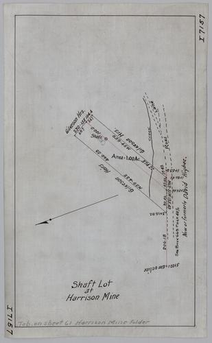 Plan showing shaft lot at Harrison Mine
