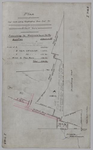 Plan of coal lands sold by Youghiogheny River Coal Co. to Benjamin Gilvert heirs