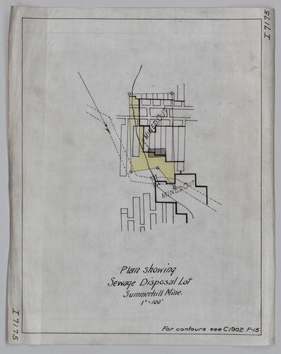 Plan showing sewage disposal lot at Summer Hill Mine