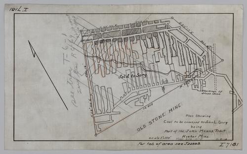 Plan showing coal to be conveyed to John L. Sorg, being part of the John Means tract at Risher Mine
