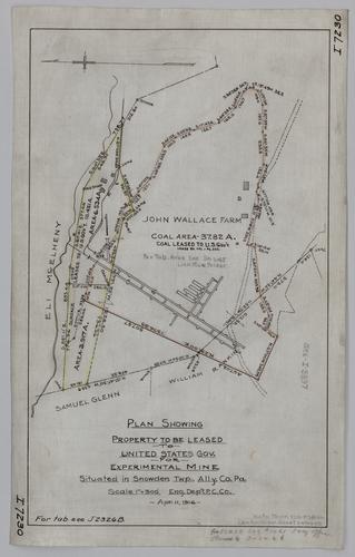 Plan showing property to be leased to the United States government for an experimental mine