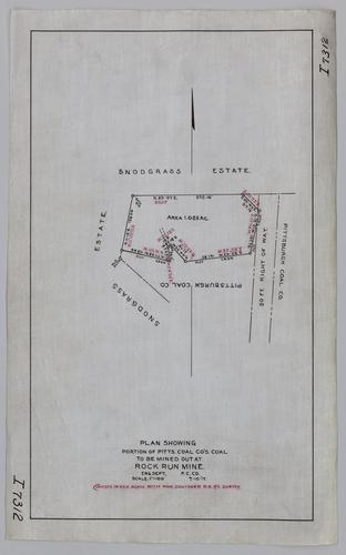 Plan showing portion of Pittsburgh Coal Co.'s coal to be mined out at Rock Run Mine