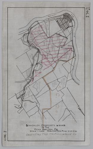Plan showing Sewickley property and mines of the Penn Gas Coal Co.