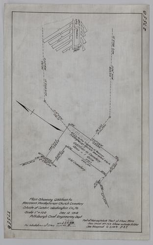 Plan showing addition to Raccoon Presbyterian Church cemetery