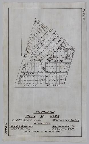 Highland plan of lots owned by Roy J. Waychoff