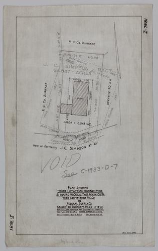 Plan showing store location at Montour No. 4 Mine to be conveyed by Pittsburgh Coal Co. to Federal Supply Co.