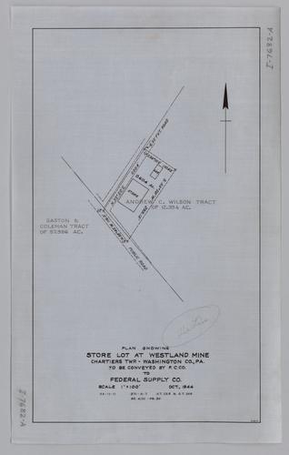 Plan showing store lot at Westland Mine to be conveyed by Pittsburgh Coal Co. to Federal Supply Co.
