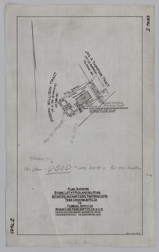 Plan showing store lot at Midland No. 1 Mine to be conveyed by Pittsburgh Coal Co. to Federal Supply Co.