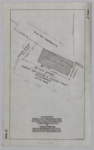 Plan showing store lot at Montour No. 2 Mine to be conveyed by Pittsburgh Coal Co. to Federal Supply Co.
