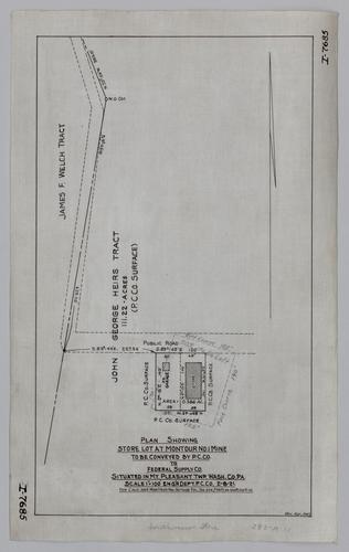 Plan showing store lot at Montour No. 1 Mine to be conveyed by Pittsburgh Coal Co. to Federal Supply Co.