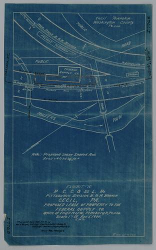 Exhibit A: showing proposed lease of property from Pittsburgh, Cleveland, Chicago & St. Louis Railroad to Federal Supply Co.