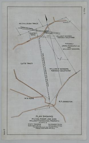 Plan showing Pittsburgh Coal Co.'s power line over William F. Sossong's property