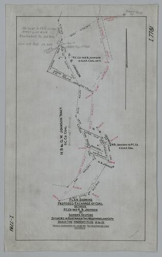 Plan showing proposed exchange of coal between Pittsburgh Coal Co. and N. B. Johnson at Somers No. 2 Mine